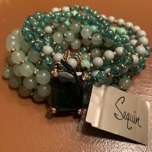 Nordstrom Sequin Brand Adjustable green gold bracelet. Brand new with tags